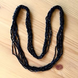 Retro Black Beaded Necklace